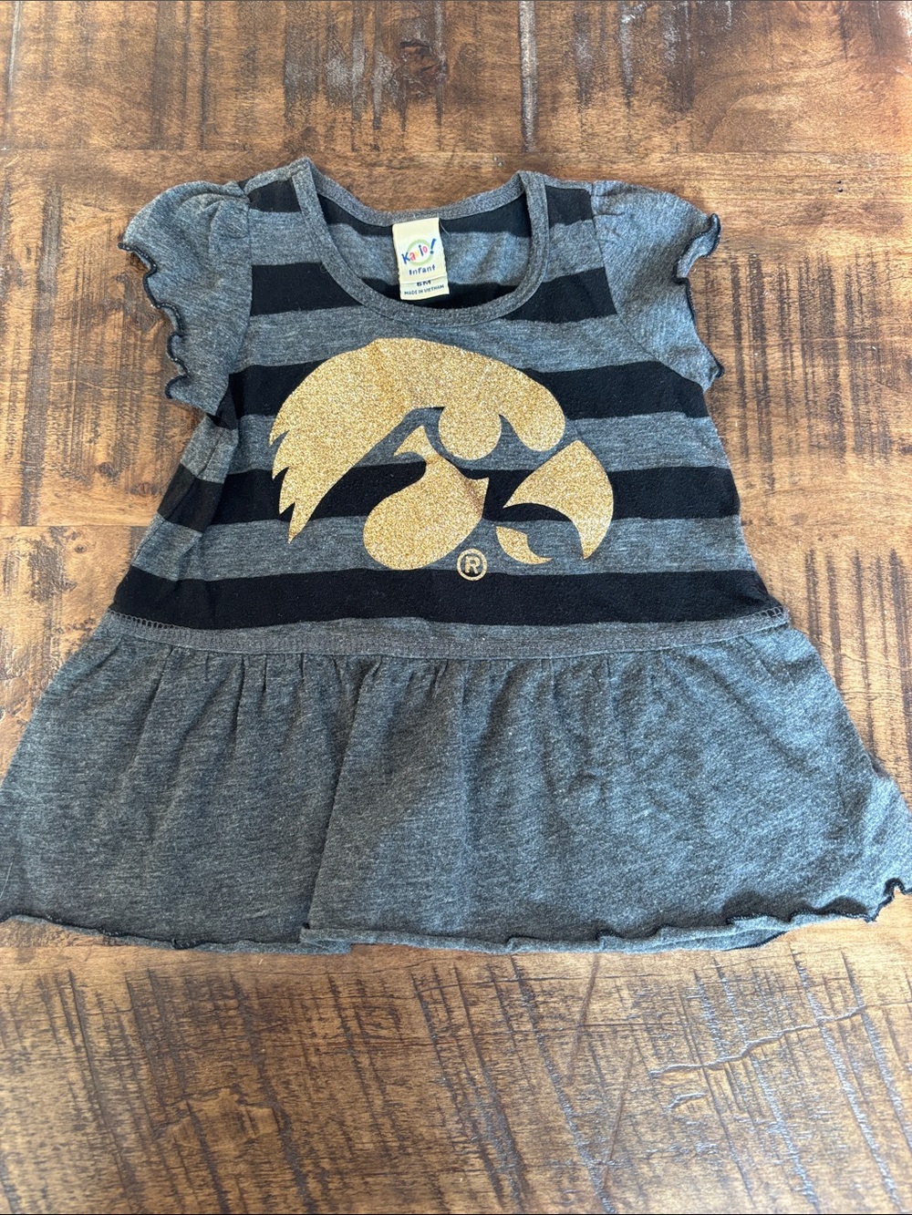 University of Iowa Infant Dress with Gold Glitter Hawkeye